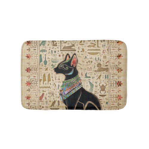 Egyptian Cat _ Bastet on papyrus Bath Mat