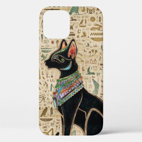 Egyptian Cat _ Bastet on papyrus iPhone 12 Case