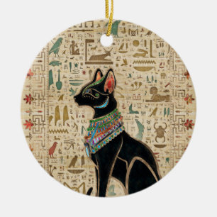 Egyptian Cat - Bastet on papyrus Ceramic Ornament