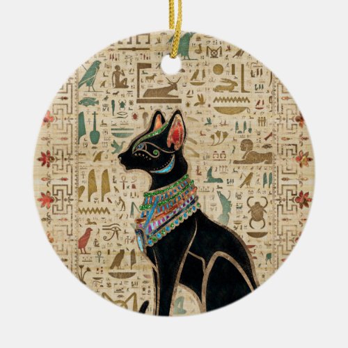 Egyptian Cat _ Bastet on papyrus Ceramic Ornament