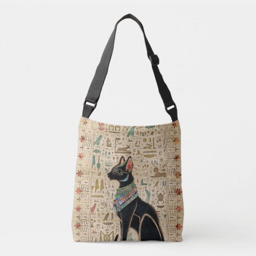 Egyptian Cat _ Bastet on papyrus Crossbody Bag