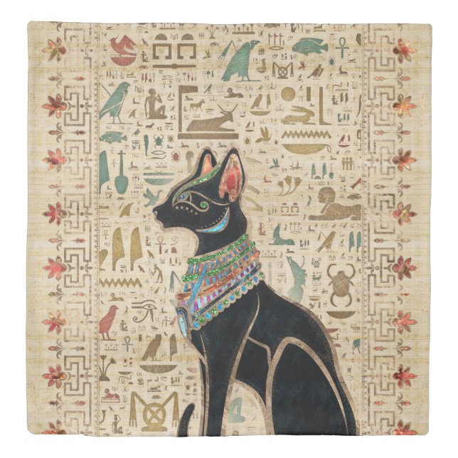 Egyptian Cat - Bastet on papyrus Duvet Cover (Front)