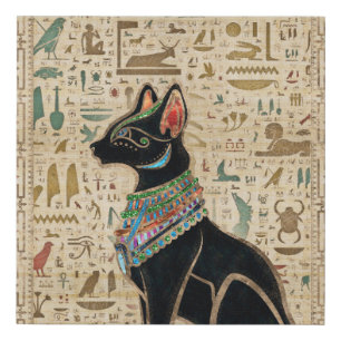 Egyptian Cat - Bastet on papyrus Faux Canvas Print