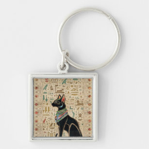 Egyptian Cat - Bastet on papyrus Keychain