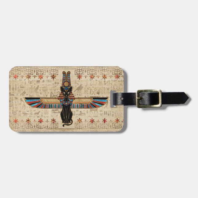 Egyptian Cat - Bastet on papyrus Luggage Tag (Front Horizontal)