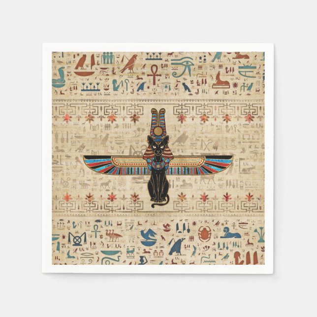 Egyptian Cat - Bastet on papyrus Napkins (Front)