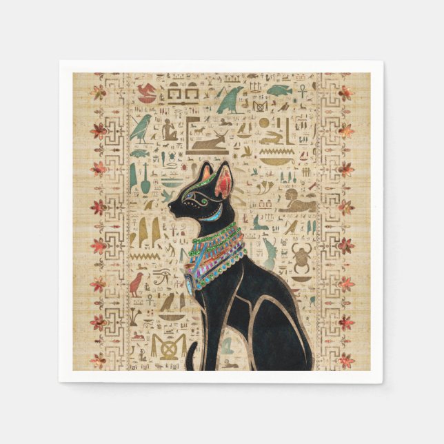 Egyptian Cat - Bastet on papyrus Napkins (Front)