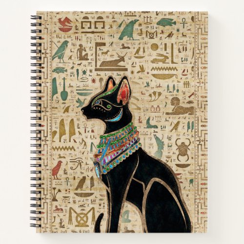 Egyptian Cat _ Bastet on papyrus Notebook