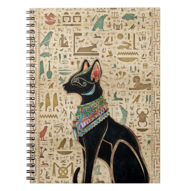 Egyptian Cat - Bastet on papyrus Notebook (Front)