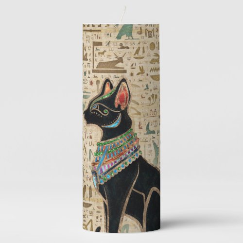 Egyptian Cat _ Bastet on papyrus Pillar Candle