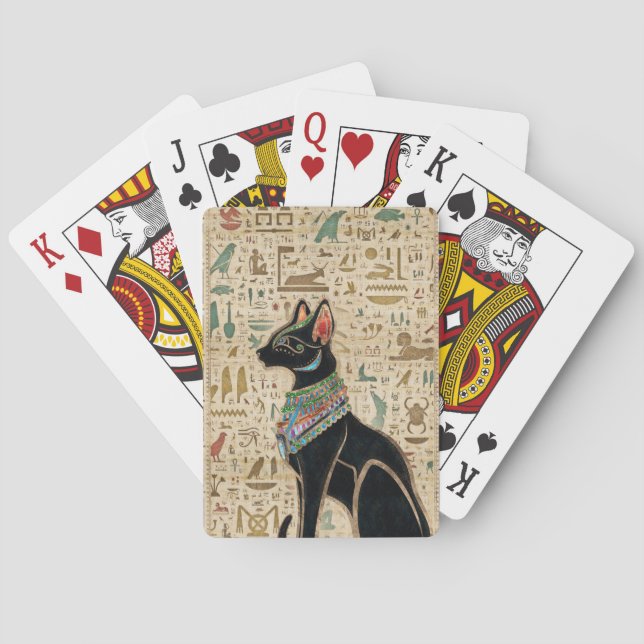 Egyptian Cat - Bastet on papyrus Poker Cards (Back)