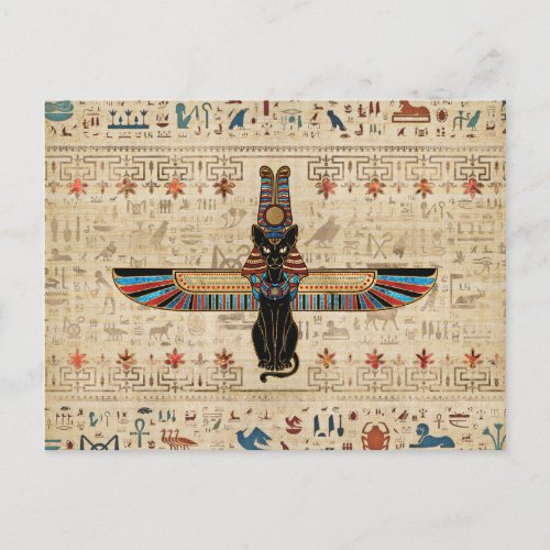 Egyptian Cat _ Bastet on papyrus Postcard