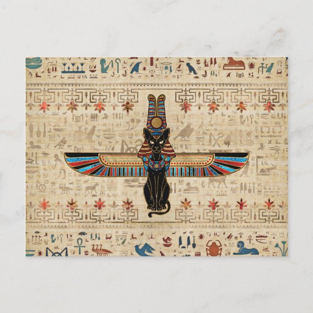 Egyptian Cat - Bastet on papyrus Postcard (Front)