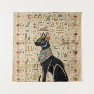 Egyptian Cat - Bastet on papyrus Tapestry