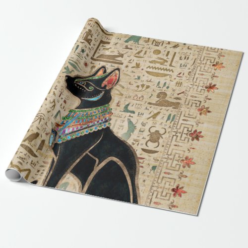 Egyptian Cat _ Bastet on papyrus Wrapping Paper