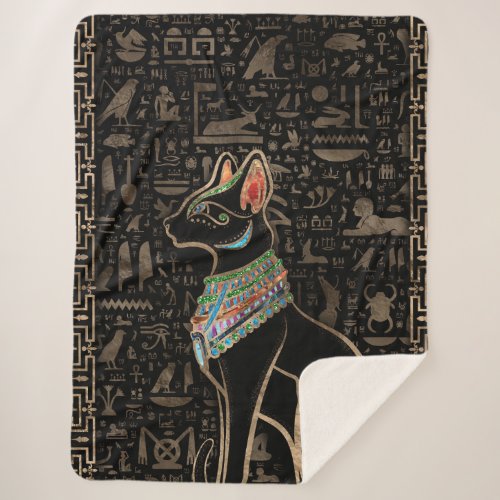 Egyptian Cat _ Bastet Sherpa Blanket