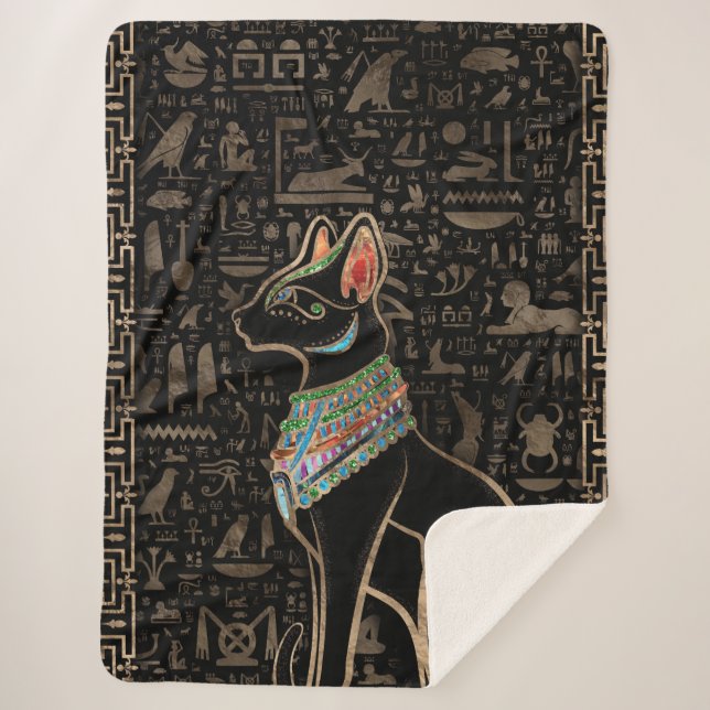 Egyptian Cat - Bastet Sherpa Blanket (Front)