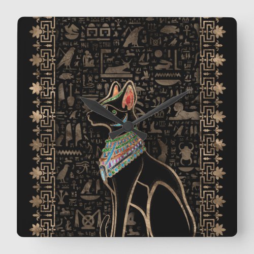 Egyptian Cat _ Bastet Square Wall Clock