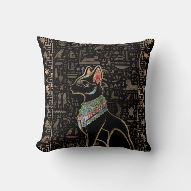 Egyptian Cat - Bastet Throw Pillow (Front)