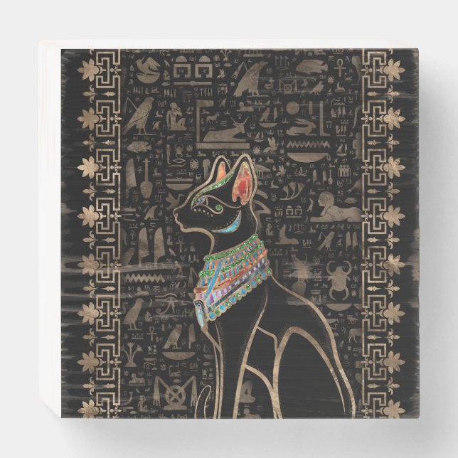 Egyptian Cat - Bastet Wooden Box Sign (Front Horizontal)