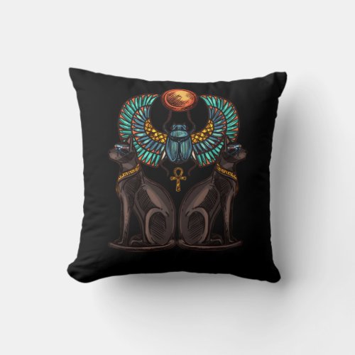 Egyptian Cat Design Ancient History Throw Pillow