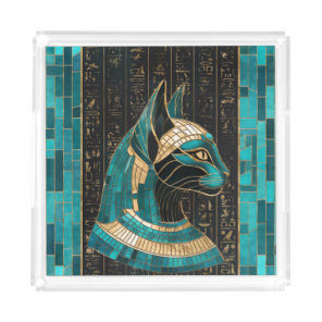 Egyptian Cat Goddess Bastet -Mosaic Art Acrylic Tray
