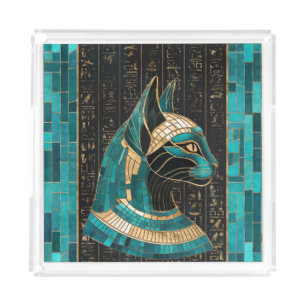 Egyptian Cat Goddess Bastet -Mosaic Art Acrylic Tray
