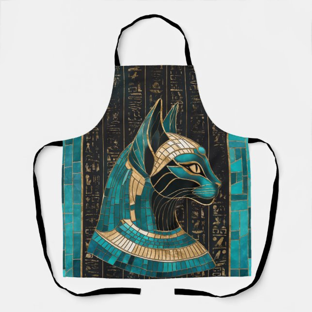 Egyptian Cat Goddess Bastet -Mosaic Art Apron (Front)