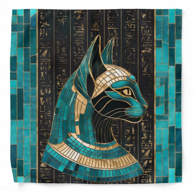 Egyptian Cat Goddess Bastet -Mosaic Art Bandana (Front)