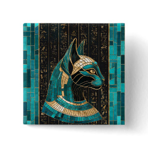 Egyptian Cat Goddess Bastet -Mosaic Art Button
