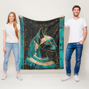 Egyptian Cat Goddess Bastet -Mosaic Art Fleece Blanket