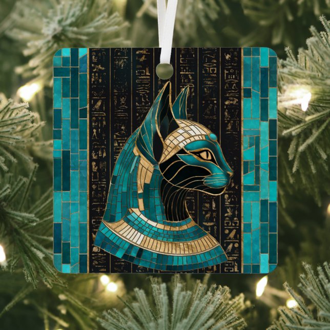 Egyptian Cat Goddess Bastet -Mosaic Art Metal Ornament (Insitu)