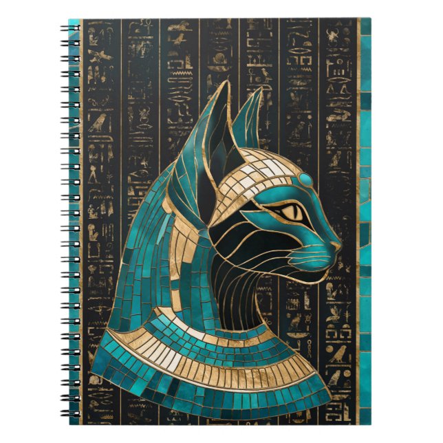Egyptian Cat Goddess Bastet -Mosaic Art Notebook (Front)