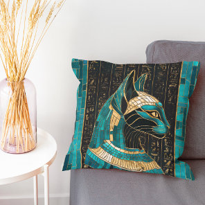 Egyptian Cat Goddess Bastet -Mosaic Art Throw Pillow