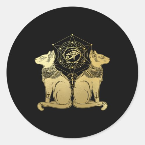 Egyptian Cat Goddess Bastet Sphinx Eye Of Ra Classic Round Sticker