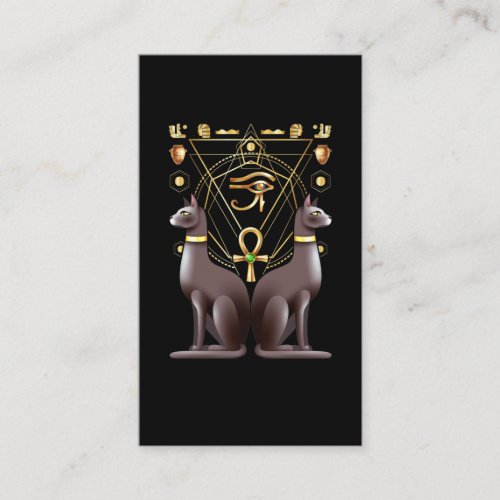 Egyptian Cat Horus Eye Ankh Sacred Geometry Business Card