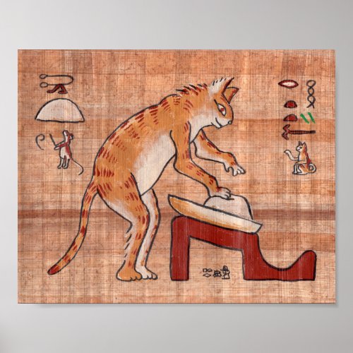 Egyptian Cat Kneading Bread Dough Poster