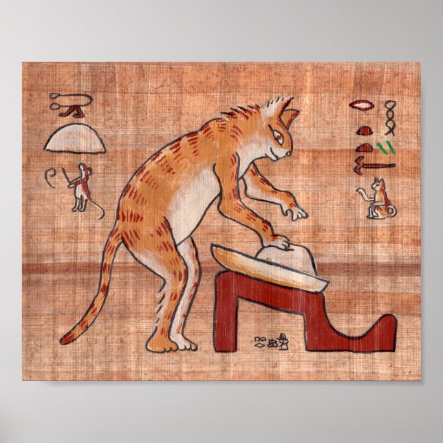Egyptian Cat Kneading Bread Dough Poster (Front)