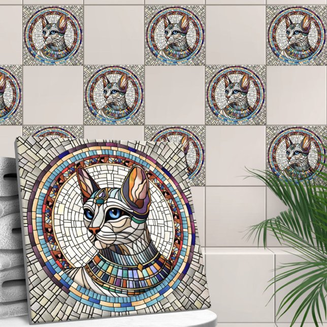 Egyptian Cat -Mosaic Art Ceramic Tile (Creator Uploaded)