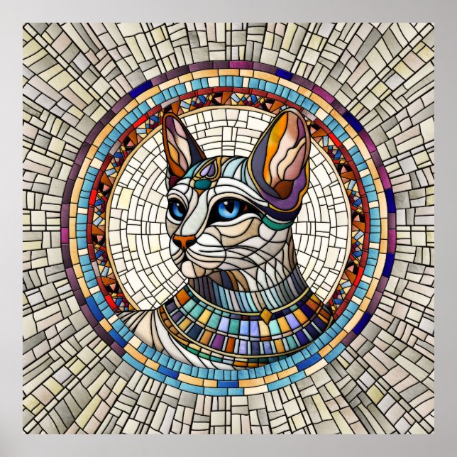 Egyptian Cat -Mosaic Art Poster (Front)