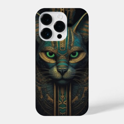 EGYPTIAN CAT WITH EMERALD GREEN EYES iPhone 14 PRO CASE