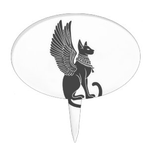 Egyptian cat with wings - Choose back color Cake Topper