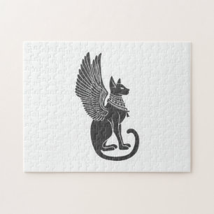 Egyptian cat with wings - Choose back color Jigsaw Puzzle