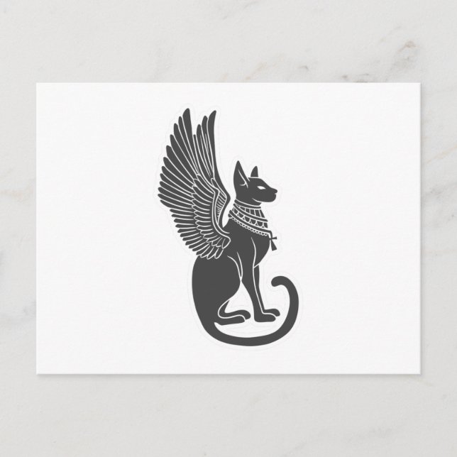 Egyptian cat with wings - Choose back color Postcard (Front)