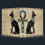 Egyptian Cats and ankh cross 3 Ring Binder<br><div class="desc">Egyptian Cats and ankh cross</div>