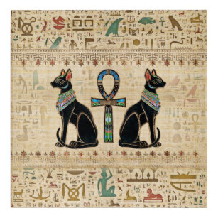 Egyptian Cats and ankh cross Acrylic Print