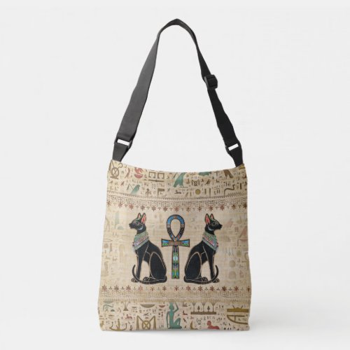 Egyptian Cats and ankh cross Crossbody Bag