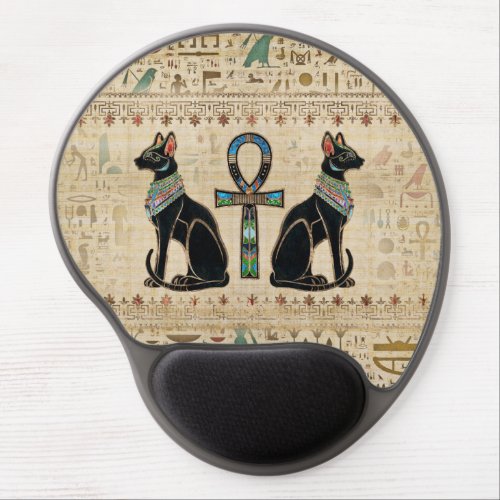 Egyptian Cats and ankh cross Gel Mouse Pad