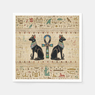 Egyptian Cats and ankh cross Napkins