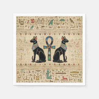Egyptian Cats and ankh cross Napkins